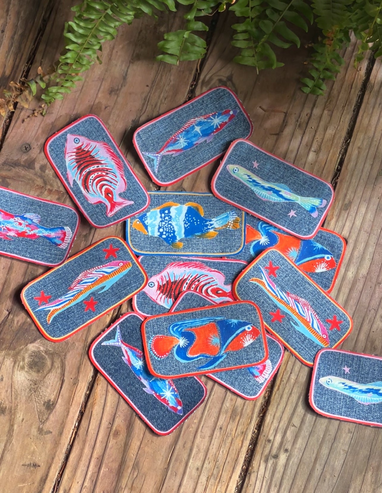 Reclaimed Denim Fish Patch Bundle (Set of 7)